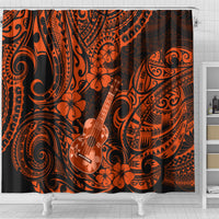hawaii-ukulele-shower-curtain-polynesian-pattern-orange-version