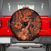 Hawaii Ukulele Spare Tire Cover Polynesian Pattern Orange Version - Wonder Print Shop