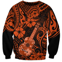 Hawaii Ukulele Sweatshirt Polynesian Pattern Orange Version - Wonder Print Shop