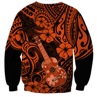 Hawaii Ukulele Sweatshirt Polynesian Pattern Orange Version - Wonder Print Shop