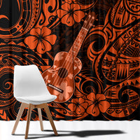 Hawaii Ukulele Window Curtain Polynesian Pattern Orange Version - Wonder Print Shop