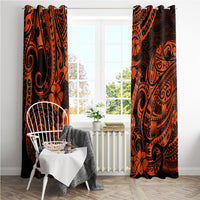 Hawaii Ukulele Window Curtain Polynesian Pattern Orange Version - Wonder Print Shop