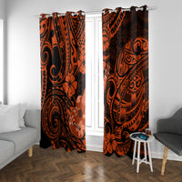 Hawaii Ukulele Window Curtain Polynesian Pattern Orange Version - Wonder Print Shop