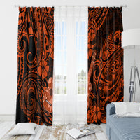 Hawaii Ukulele Window Curtain Polynesian Pattern Orange Version - Wonder Print Shop