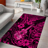 Hawaii Ukulele Area Rug Polynesian Pattern Pink Version - Wonder Print Shop