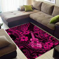 Hawaii Ukulele Area Rug Polynesian Pattern Pink Version - Wonder Print Shop