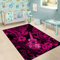 Hawaii Ukulele Area Rug Polynesian Pattern Pink Version - Wonder Print Shop