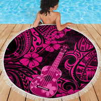 Hawaii Ukulele Beach Blanket Polynesian Pattern Pink Version - Wonder Print Shop