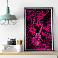 Hawaii Ukulele Canvas Wall Art Polynesian Pattern Pink Version - Wonder Print Shop