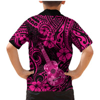 Hawaii Ukulele Family Matching Mermaid Dress and Hawaiian Shirt Polynesian Pattern Pink Version - Wonder Print Shop