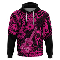 Hawaii Ukulele Hoodie Polynesian Pattern Pink Version - Wonder Print Shop
