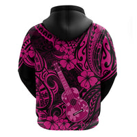 Hawaii Ukulele Hoodie Polynesian Pattern Pink Version - Wonder Print Shop