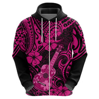 Hawaii Ukulele Hoodie Polynesian Pattern Pink Version - Wonder Print Shop