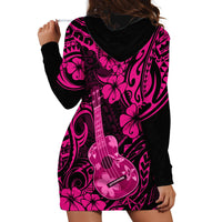 Hawaii Ukulele Hoodie Dress Polynesian Pattern Pink Version - Wonder Print Shop