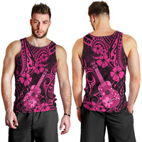 Hawaii Ukulele Men Tank Top Polynesian Pattern Pink Version - Wonder Print Shop