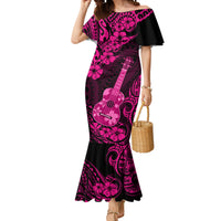 Hawaii Ukulele Mermaid Dress Polynesian Pattern Pink Version - Wonder Print Shop
