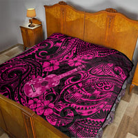 Hawaii Ukulele Quilt Polynesian Pattern Pink Version - Wonder Print Shop
