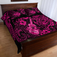 Hawaii Ukulele Quilt Bed Set Polynesian Pattern Pink Version - Wonder Print Shop