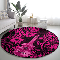 hawaii-ukulele-round-carpet-polynesian-pattern-pink-version