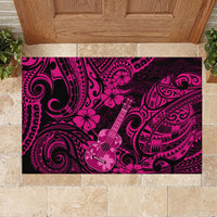 Hawaii Ukulele Rubber Doormat Polynesian Pattern Pink Version - Wonder Print Shop