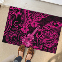 Hawaii Ukulele Rubber Doormat Polynesian Pattern Pink Version - Wonder Print Shop