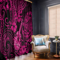 Hawaii Ukulele Window Curtain Polynesian Pattern Pink Version - Wonder Print Shop