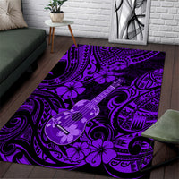 Hawaii Ukulele Area Rug Polynesian Pattern Purple Version - Wonder Print Shop