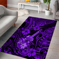 Hawaii Ukulele Area Rug Polynesian Pattern Purple Version - Wonder Print Shop