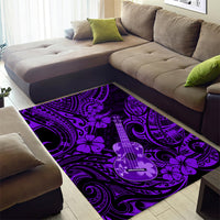 Hawaii Ukulele Area Rug Polynesian Pattern Purple Version - Wonder Print Shop