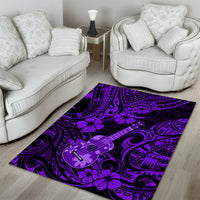 Hawaii Ukulele Area Rug Polynesian Pattern Purple Version - Wonder Print Shop