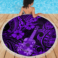 Hawaii Ukulele Beach Blanket Polynesian Pattern Purple Version - Wonder Print Shop