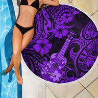 Hawaii Ukulele Beach Blanket Polynesian Pattern Purple Version - Wonder Print Shop