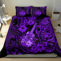 Hawaii Ukulele Bedding Set Polynesian Pattern Purple Version - Wonder Print Shop