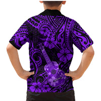 Hawaii Ukulele Family Matching Mermaid Dress and Hawaiian Shirt Polynesian Pattern Purple Version - Wonder Print Shop