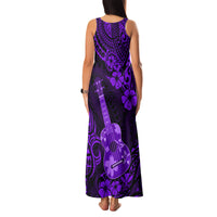 Hawaii Ukulele Family Matching Tank Maxi Dress and Hawaiian Shirt Polynesian Pattern Purple Version - Wonder Print Shop