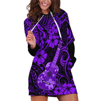 Hawaii Ukulele Hoodie Dress Polynesian Pattern Purple Version - Wonder Print Shop