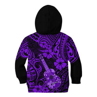 Hawaii Ukulele Kid Hoodie Polynesian Pattern Purple Version - Wonder Print Shop