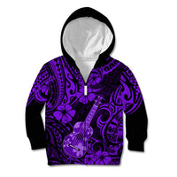 Hawaii Ukulele Kid Hoodie Polynesian Pattern Purple Version - Wonder Print Shop