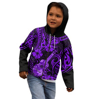 Hawaii Ukulele Kid Hoodie Polynesian Pattern Purple Version - Wonder Print Shop