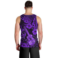 Hawaii Ukulele Men Tank Top Polynesian Pattern Purple Version - Wonder Print Shop