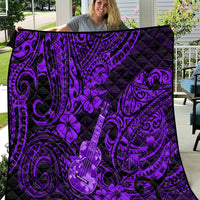 Hawaii Ukulele Quilt Polynesian Pattern Purple Version - Wonder Print Shop