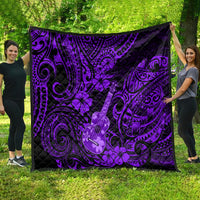 Hawaii Ukulele Quilt Polynesian Pattern Purple Version - Wonder Print Shop