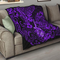 Hawaii Ukulele Quilt Polynesian Pattern Purple Version - Wonder Print Shop