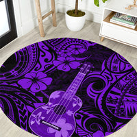 hawaii-ukulele-round-carpet-polynesian-pattern-purple-version