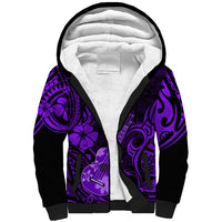 Hawaii Ukulele Sherpa Hoodie Polynesian Pattern Purple Version - Wonder Print Shop