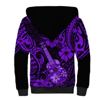 Hawaii Ukulele Sherpa Hoodie Polynesian Pattern Purple Version - Wonder Print Shop