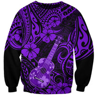 Hawaii Ukulele Sweatshirt Polynesian Pattern Purple Version - Wonder Print Shop