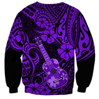 Hawaii Ukulele Sweatshirt Polynesian Pattern Purple Version - Wonder Print Shop