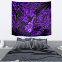 Hawaii Ukulele Tapestry Polynesian Pattern Purple Version - Wonder Print Shop