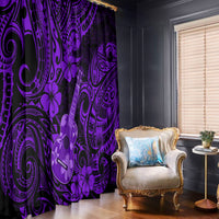 Hawaii Ukulele Window Curtain Polynesian Pattern Purple Version - Wonder Print Shop